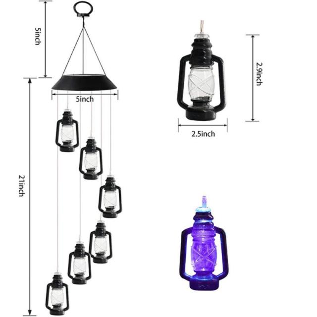 NEW Solar Wind Chime LED Light Halloween Theme Head. Waterproof Halloween Garden Decor. Avail. in asst'd themes.