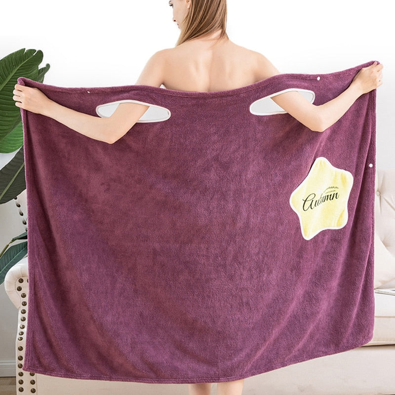 Wearable Women's Bathrobes. Microfiber Soft And Skin-Friendly Absorbent Bath Towel, Bathrobe sets.