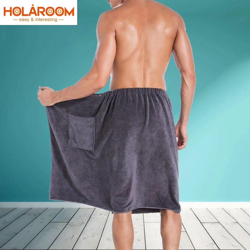 Soft Men's Wearable Bath Towel With Pocket Mircofiber Velcro Closure. Asst'd Colors. Get Towel alone or with additional Microfiber towel.