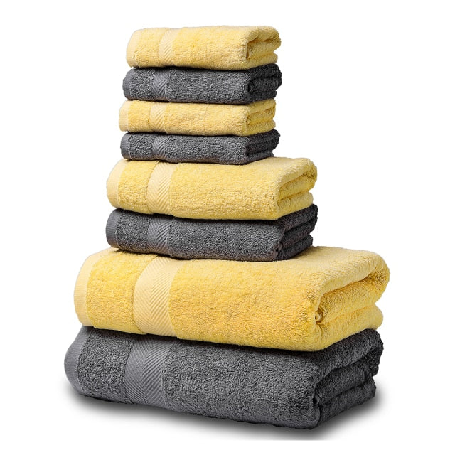 SEMAXE Luxury Bath Towel Set,2 Large Bath, 2 Hand, 4 Washcloths. Highly Absorbent Cotton. Avail. Asst'd Colors.