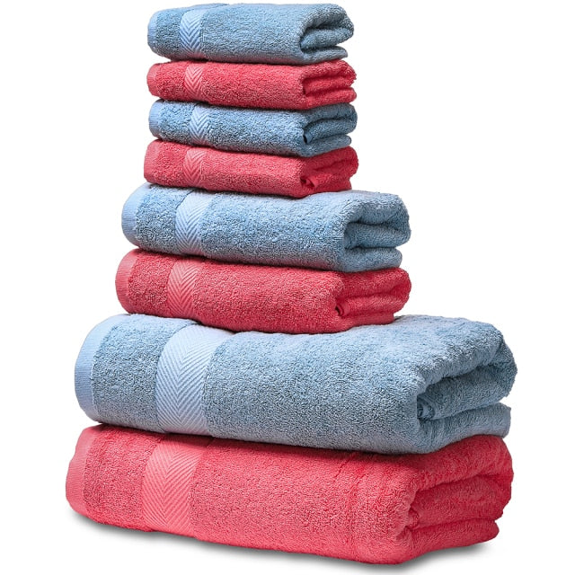 SEMAXE Luxury Bath Towel Set,2 Large Bath, 2 Hand, 4 Washcloths. Highly Absorbent Cotton. Avail. Asst'd Colors.