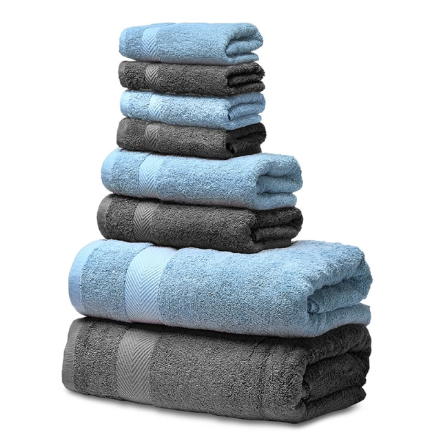 SEMAXE Luxury Bath Towel Set,2 Large Bath, 2 Hand, 4 Washcloths. Highly Absorbent Cotton. Avail. Asst'd Colors.