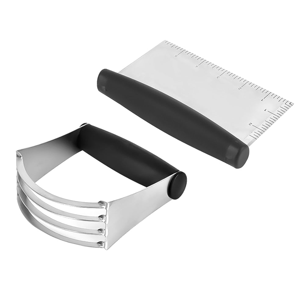 Stainless Steel Pastry Dough Blender/Bench Scraper Set.