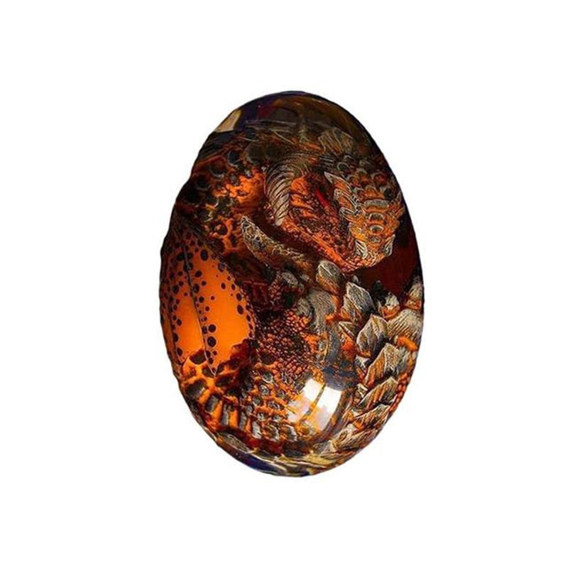 Creative Dream Crystal Transparent Lava Dragon Egg. Resin Sculpture Sitting upon Glowing Rock Base. Eggs Avail. in 3 Colors. Base Sold Separate.