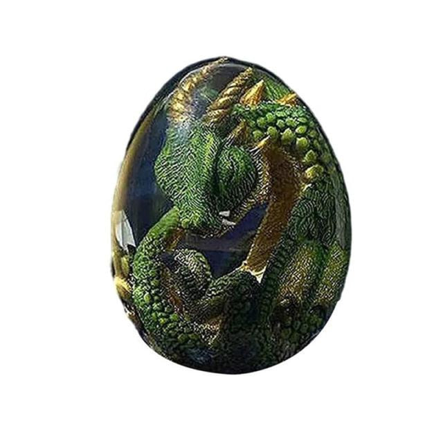 Creative Dream Crystal Transparent Lava Dragon Egg. Resin Sculpture Sitting upon Glowing Rock Base. Eggs Avail. in 3 Colors. Base Sold Separate.