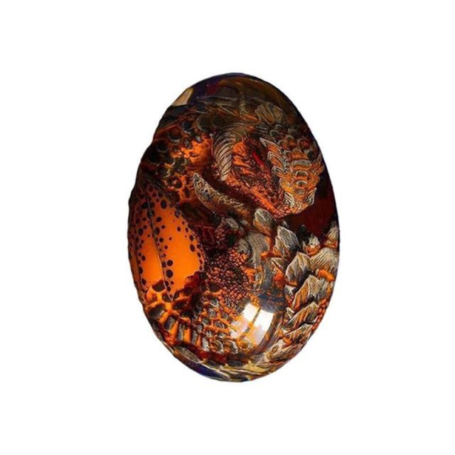 Creative Dream Crystal Transparent Lava Dragon Egg. Resin Sculpture Sitting upon Glowing Rock Base. Eggs Avail. in 3 Colors. Base Sold Separate.