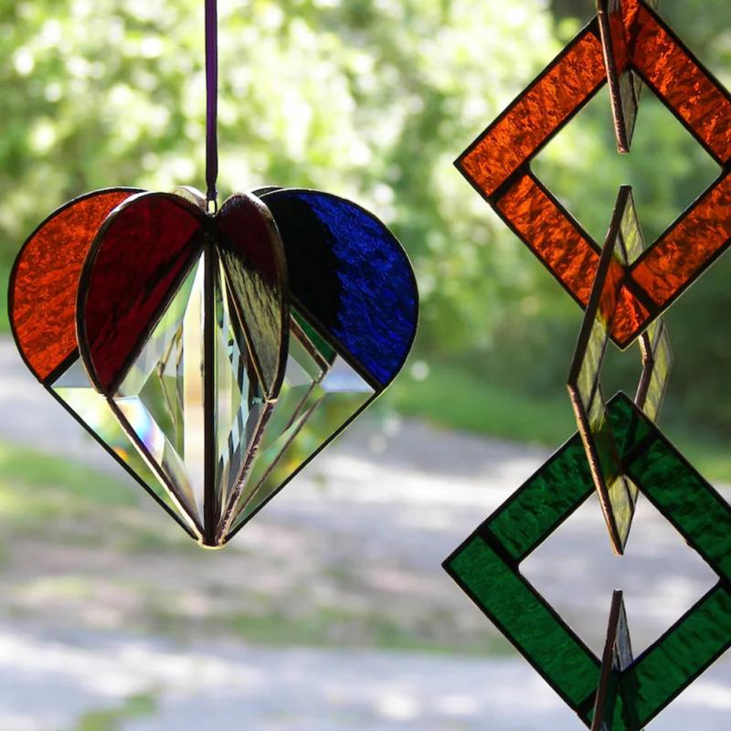 Multi-faceted Rainbow Love Wind Chimes and Pendants. Indoor/Outdoor Decoration. Avail. in 4 Color Varieties