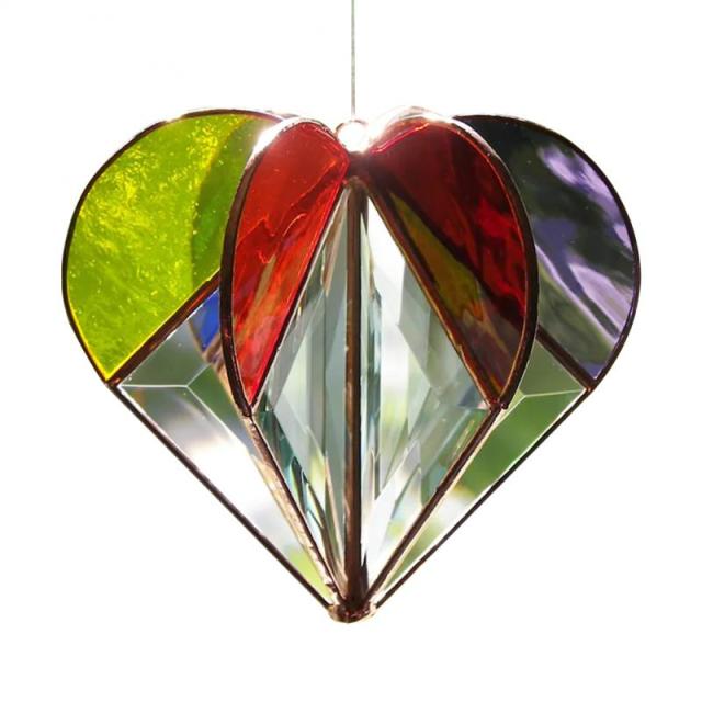 Multi-faceted Rainbow Love Wind Chimes and Pendants. Indoor/Outdoor Decoration. Avail. in 4 Color Varieties
