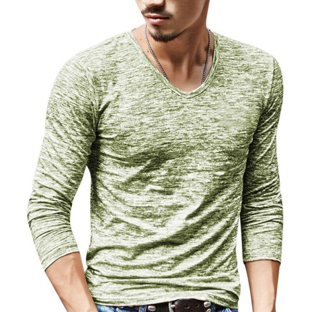 Casual T-Shirt, in Heather, V-Neck, Sizes, M-3XL. Long Sleeves/6colors, and Short Sleeve avail. in Coffee