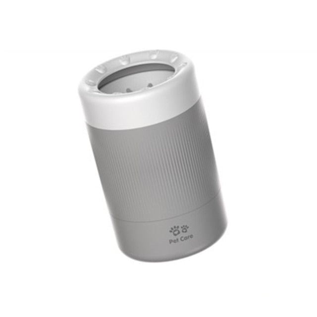Portable Dog Paw Cleaner Cup. Soft Silicone Cup and Inner Brushes. Avail. in Gray and Gold