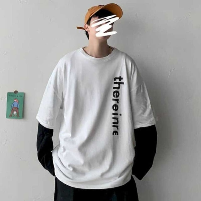 Oversized Long Striped Sleeve T Shirt. Looks like 2 shirts. Avail. in sizes S-XXXL and 8 Styles