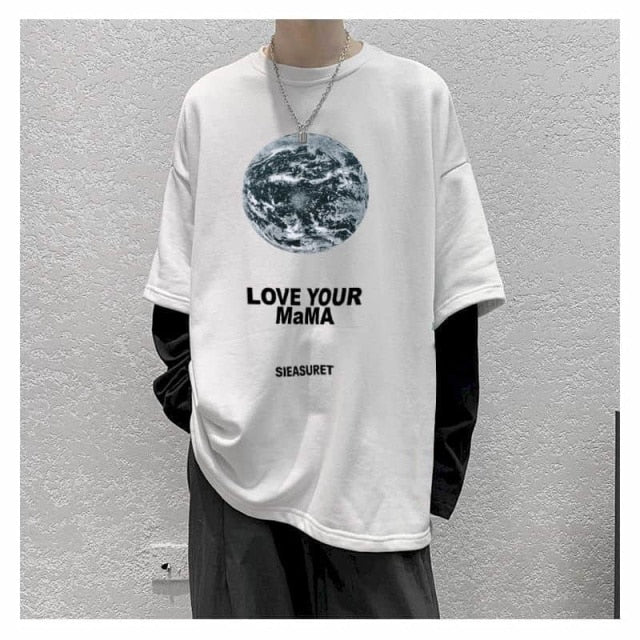 Oversized Long Striped Sleeve T Shirt. Looks like 2 shirts. Avail. in sizes S-XXXL and 8 Styles