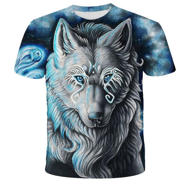 3D Printed T Shirt Wolf Designs. Avail. in sizes XXS-6XL and 3 Styles.