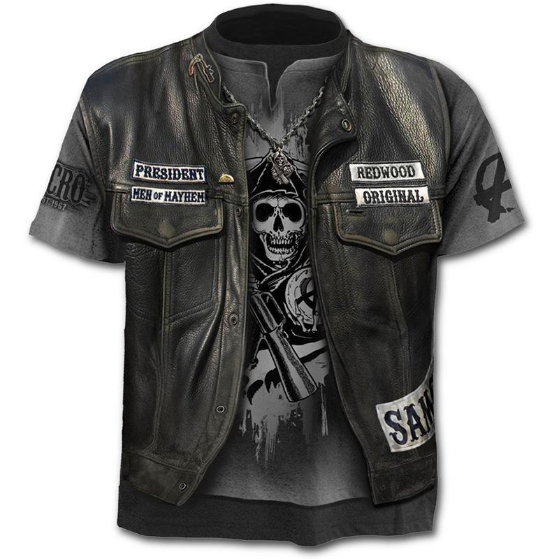 3D Motorcycle Club Design T Shirt Casual Vintage Looking. Avail. in sizes XXS - 6XL and Asst'd Prints.