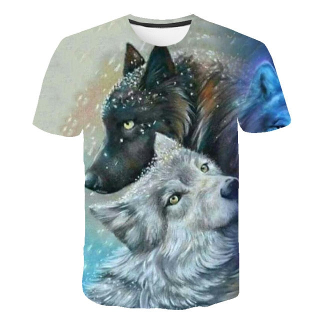 3D Wolf Print Fashion T-shirt Short Sleeve. Avail. sizes XS - 6XL and Asst'd prints.