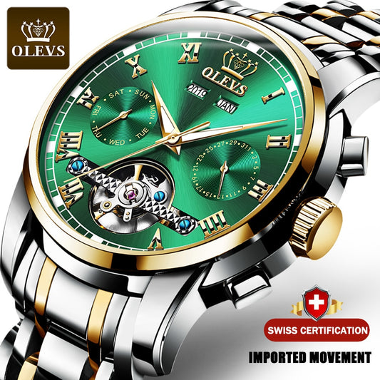 OLEVS Men's Stainless Steel Waterproof Watch w/Date. Choice of face color and metal finishes