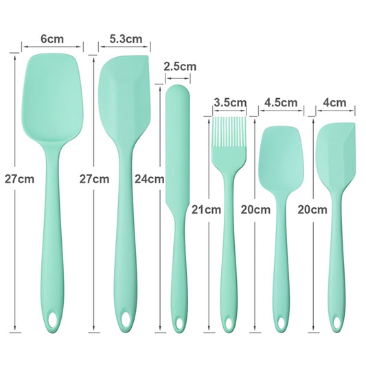 6 Pcs Kitchenware Spatula Sets. Scrapers, Spoon, and Soft Silicone Brush. Kitchen Utensils. Avail. in Asst'd Colors.