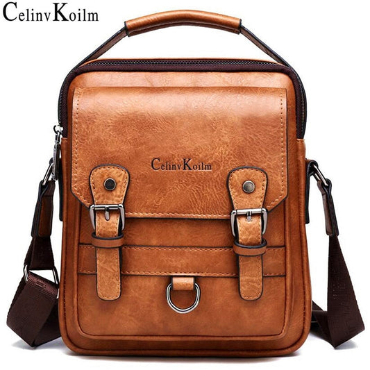 Celinv Koilm Men's Handbag; Large Capacity Leather Crossbody Messenger Bag.