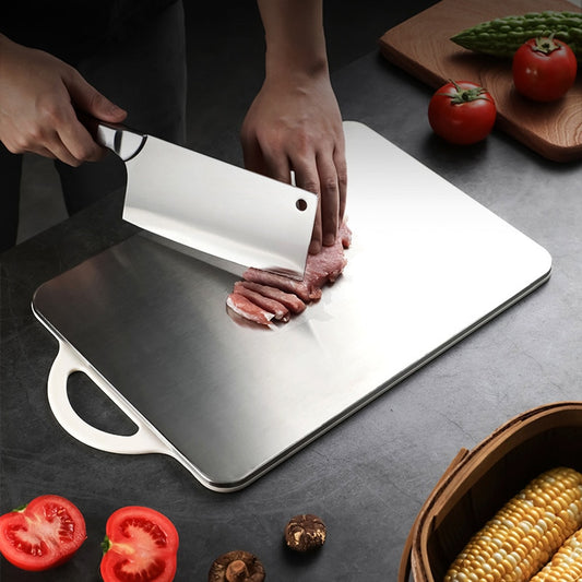 Double-Sided Cutting Board Stainless Steel Cutting Surface. Easy Clean, Modern style.