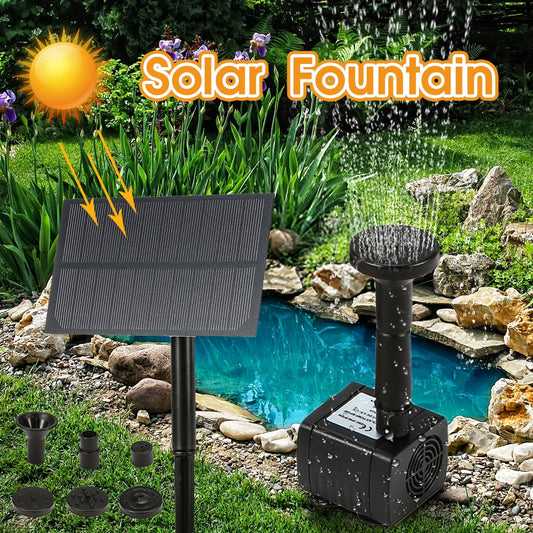 Mini Solar Water Fountain Bird Bath with Solar Panel.