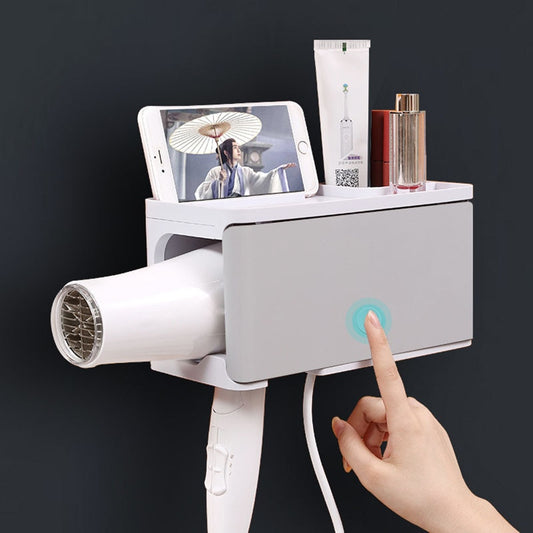 Multi-function Wall Mounted Storage for Hair Dryer/Products With Mobile Phone Holder