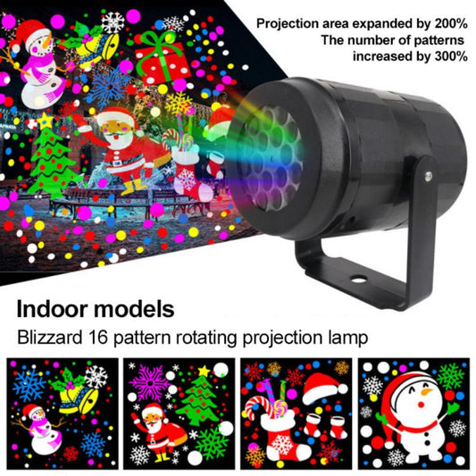 Holiday Laser Projector. Avail. in In/Out doors. 16 Discs that project images on a wall or screen.