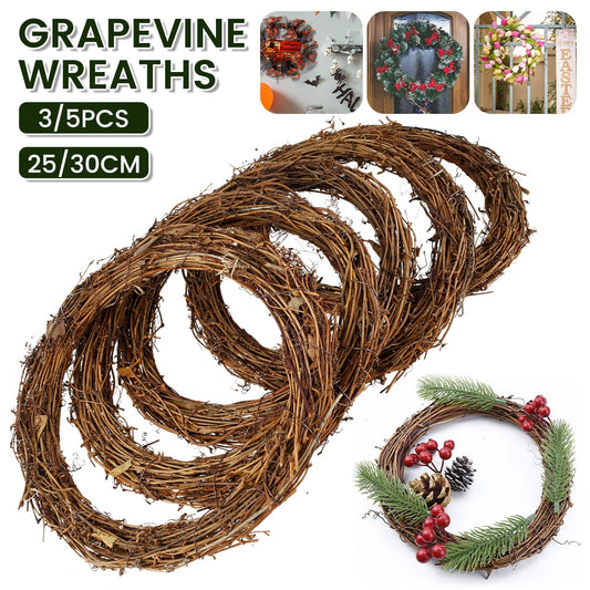 Round Natural Grapevine Wreath Ring. Great Base to Create a Personalized Wreath for any Event. Avail. in Asst'd Sizes and Quant.