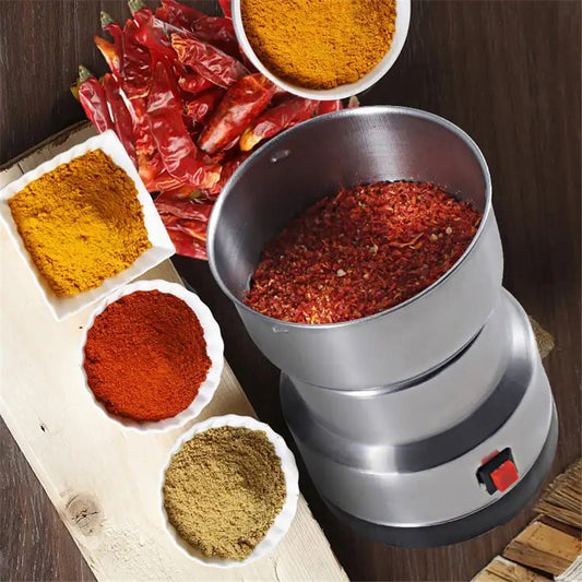 Electric Kitchen Grinder for Coffee, Grains, Nuts, Beans, and Spices. Metal Bowl Prohibits Cross Contamination, and Allows Easy Cleaning.
