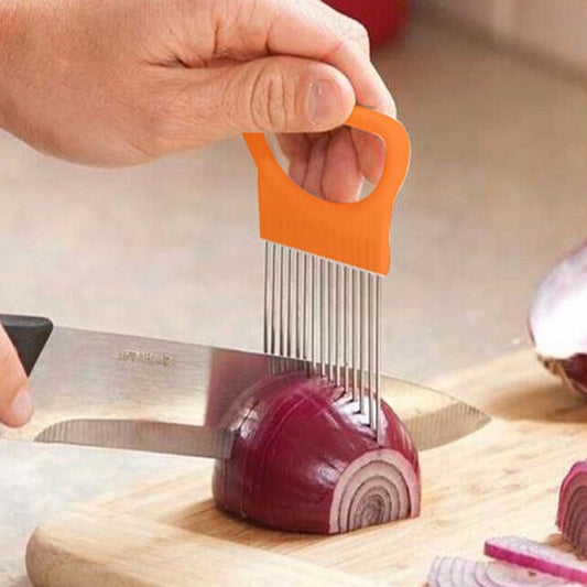 New Kitchen Slicer for use on Onion, Tomato, Fork Safe Vegetables,and any food needing precise slice uniformity. Avail. in 4 colors.