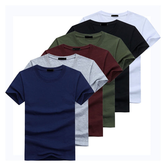 6 Pc. Short Sleeve T-shirt for Men Solid Cotton. Avail. in sizes M-5XL and colors shown here.