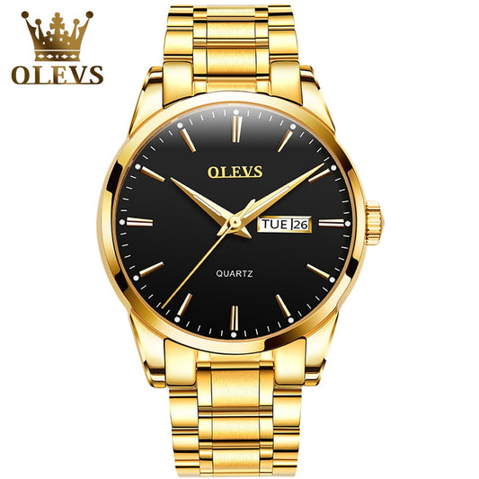 OLEVS Men's Waterproof Stainless Steel Quartz Watch. Asst'd face color and metallic finish to choose from