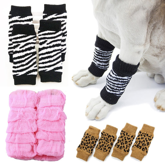 4Pcs/set Fashion Leg Warmers for Dogs. Avail. in Sizes S-XL and 4 Prints.