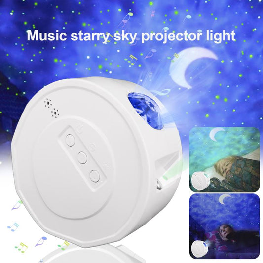 LED Starry Sky Projector Night Light W/Remote. Change Sleep, Light, and Music. Built in Battery, Charging Cord Incl. Bluetooth